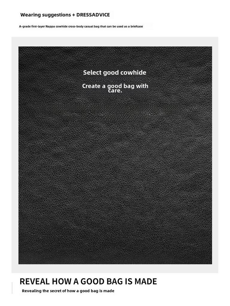 Men's Genuine Leather Trendy Waterproof Shoulder Bag - Large Capacity and Casual Style