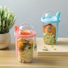 1 Set 400ml Salad Cup Double Layer Dry Wet Separation Portable Breakfast Fat Reduction Bottle