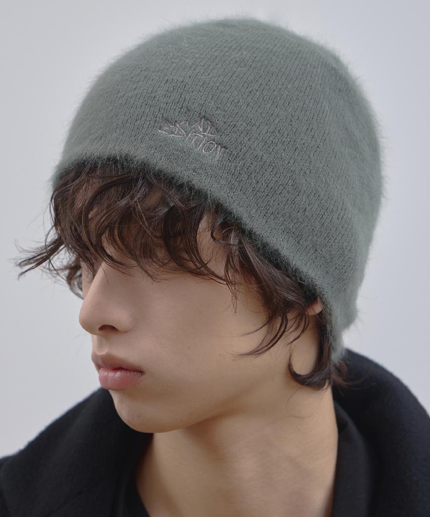 Шапка Ladeuedisyeon Lad Angora с логотипом, цвет Хаки Серый