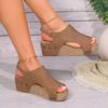 Women's Large Size Slope Heel Sandals Shoes Summer Casual Buckle Design Thick Sole Beach Sandals 35-44