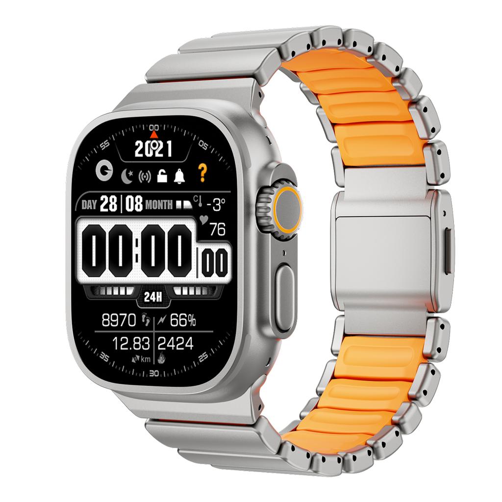 Титановый силиконовый магнитный ремешок для Apple Watch Ultra 3/2 49 мм Серии 11 10 46 мм Металлический ремешок для Iwatch 9 8 7 45 мм 6 SE 5 44 мм