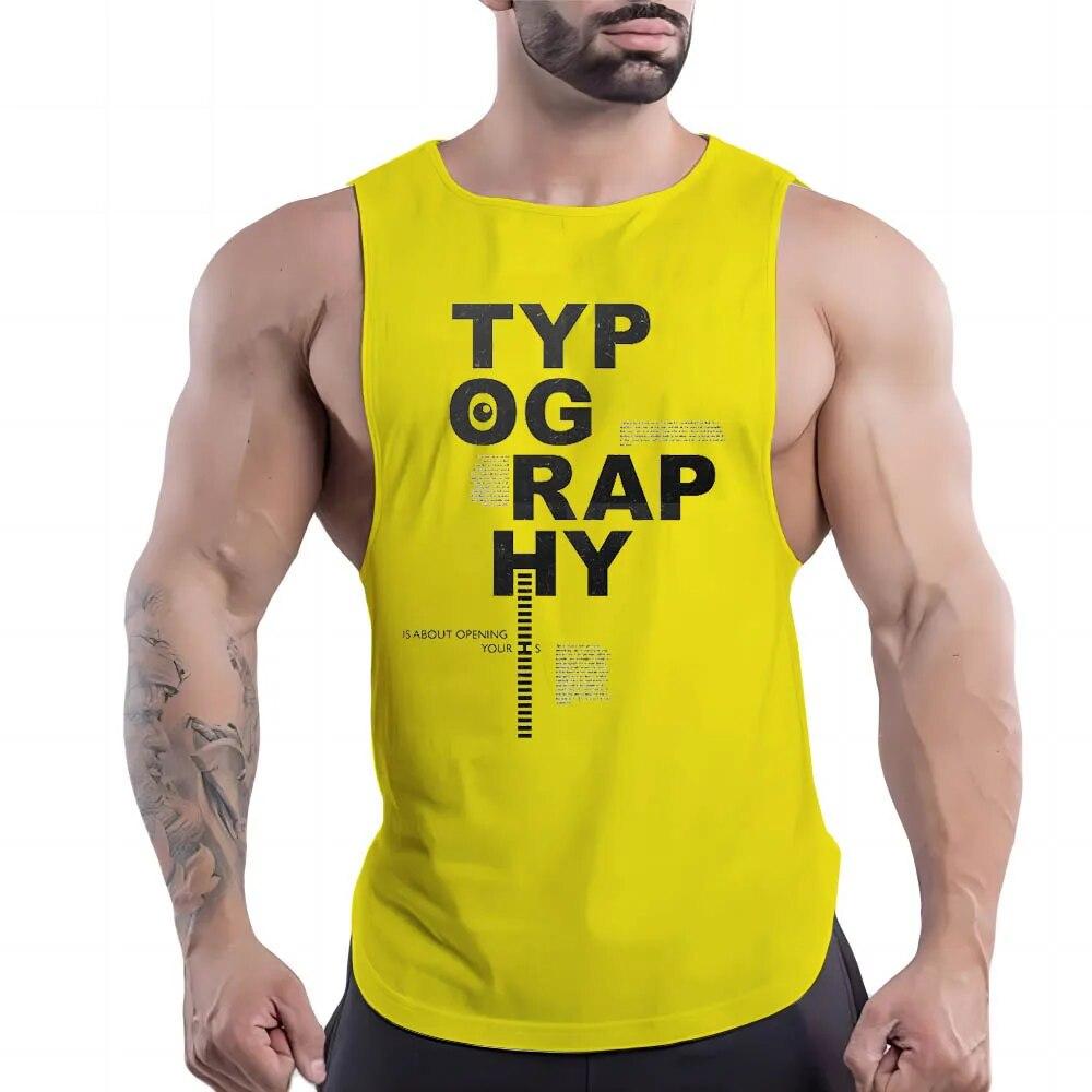 Летняя мужская повседневная спортивная жилетка с круглым вырезом для взрослых, креативная модная простая трендовая дышащая футболка без рукавов с 2d принтом алфавита