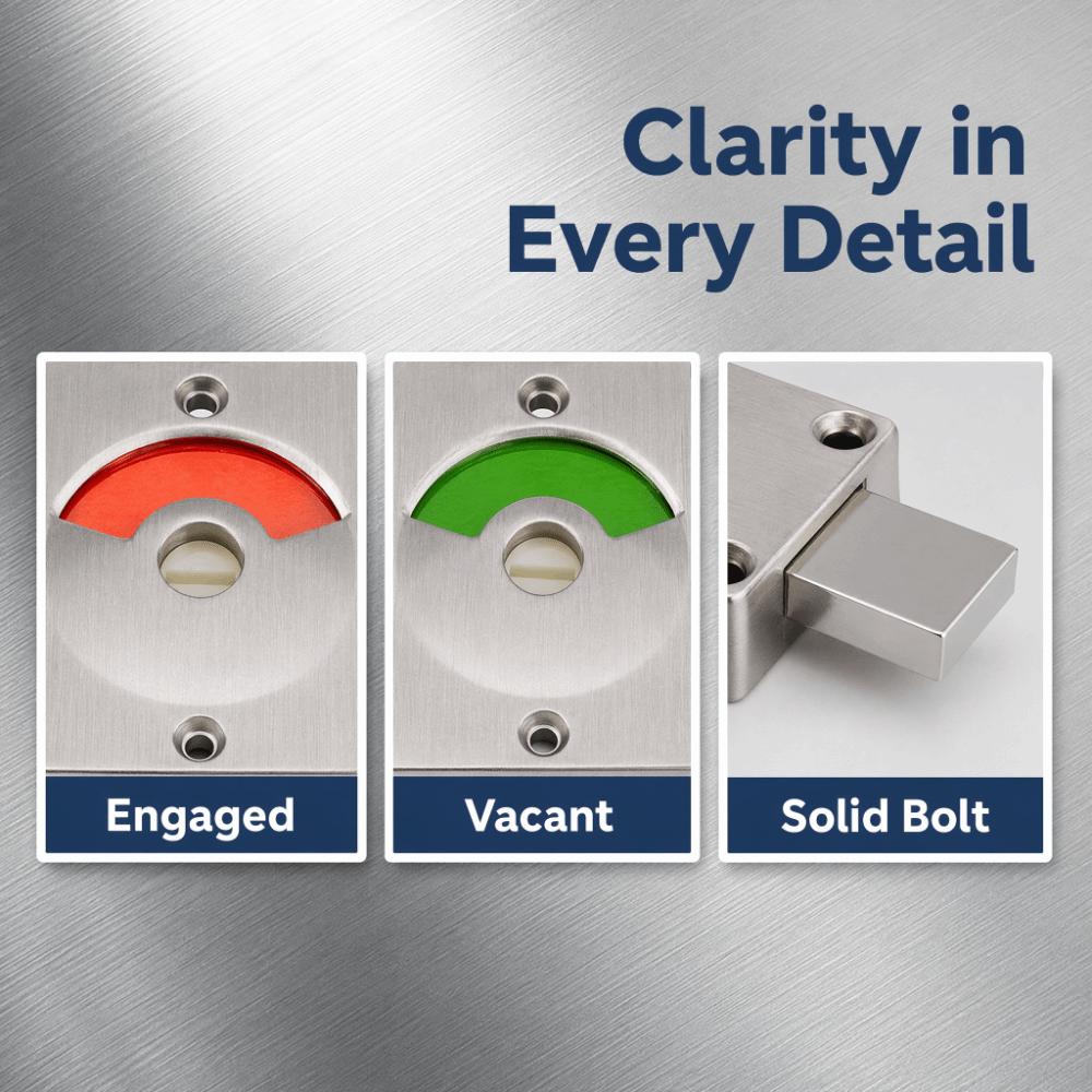 Secure Door Indicator Lock Stainless Steel Door Bolt Latch Privacy Door Lock Public Restroom