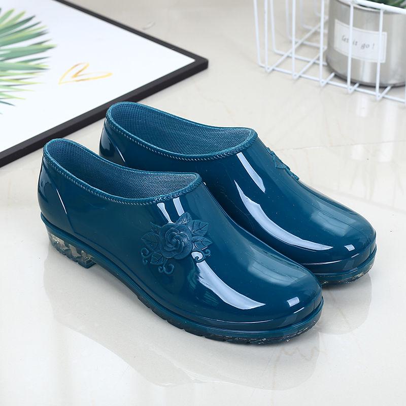 Spring and Summer Rain Shoes Women Fashion Low Help Yuanbao Water Boots Short Barrel Kitchen Non-skid Shoes Shallow Work Shoes Rubber Shoe Cove