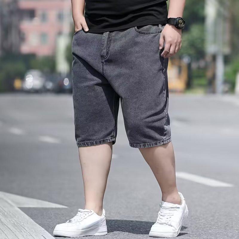 Big Size Men's Fashion Shorts Denim Plus Size Men's Denim Shorts Loose Summer Casual Stretch Five-minute Trousers Elastic Waist