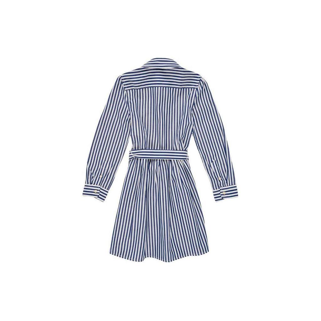 Платье миди с длинным рукавом и воротником с полосатым принтом Polo Ralph Lauren Детские платья Белый 313785816-003