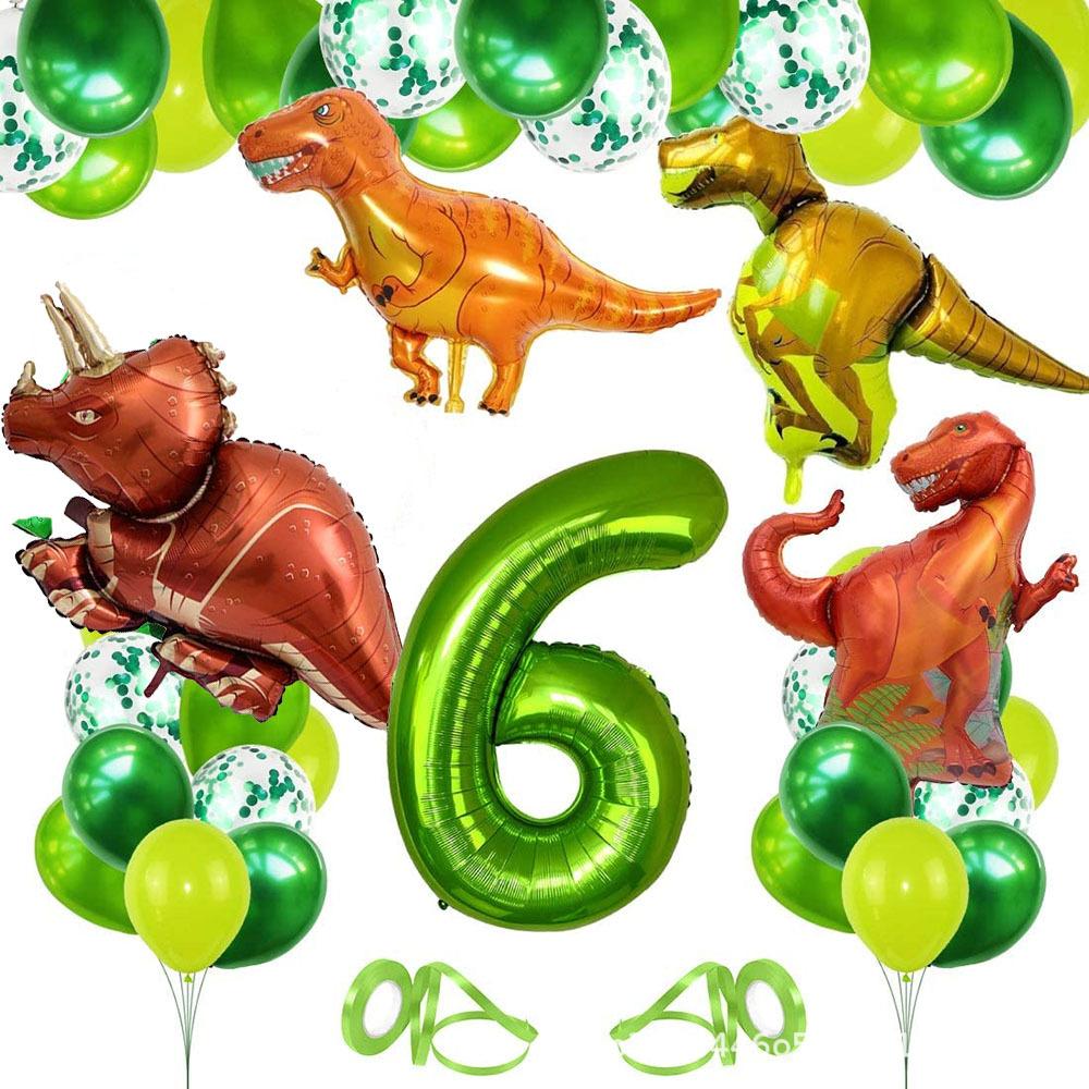 Динозавр 1-9 лет день рождения воздушный шар фон украшения номер набор день рождения номер воздушный шар набор зеленый 