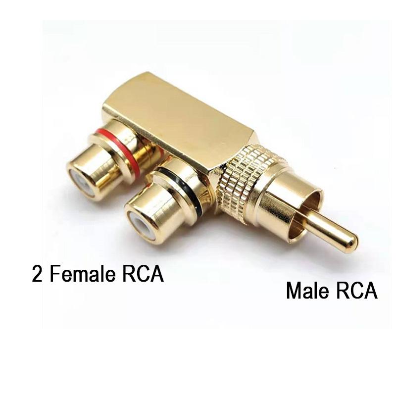 Позолоченный AV аудио разветвитель штекер RCA адаптер 1 штекер на 2 гнезда RCa F разъем