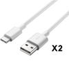 USB-C Cable - Phonillico® - Compatible Huawei Y8P/P SMART 2021/S/Z - 1 Meter - Pack of 2 - White
