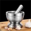 Stainless Steel Garlic Press Grinder Mortar Bowl, Durable Kitchen Tool for Grinding and Crushing Spices, Herbs, Garlic