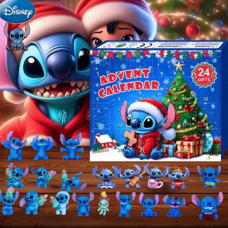Календарь-адвент Lilo & Stitch, коробка, слепой бокс Lilo Stitch, модель на 24 дня, аниме-фигурка, календарь-обратный отсчет, рождественские подарки