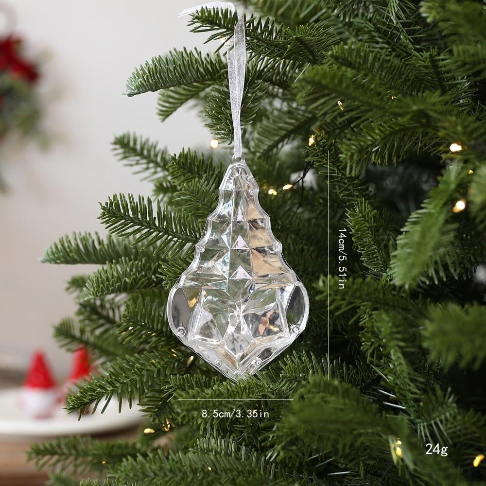Transparent Gemstone Christmas Pendants Shining Christmas Tree Ornaments Holiday Party Supplies