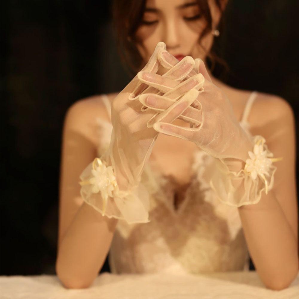Декор Вечернее платье Свадебные перчатки для невесты Варежки для невесты Варежки для езды на велосипеде Кружевные перчатки