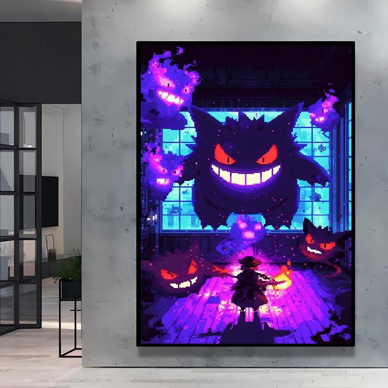 Canvas Artwork Painting Pokemon Gengar Poster Hd Prints Cartoon Character Picture Classic Modern Home Living Room Wall Decor