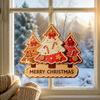 Winter Festive Home Decorations Christmas Wooden Sign Hanging Ornament, Multi-Layer Tree Wood Plaque Rustic Holiday Wall Decor with Rope, Merry