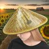 НОВАЯ Китайская Ретро Бамбуковая Ротанговая Шляпа Рыбака Ручной Работы Плетеная Соломенная Шляпа-Ведро для улицы Коническая Рыбацкая Солнцезащитная Шляпа