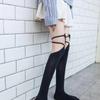Japanese Style Women Lolita Thigh High Socks Harajuku Gothic Criss Cross Lace-Up Bandage Student Over Knee Stockings