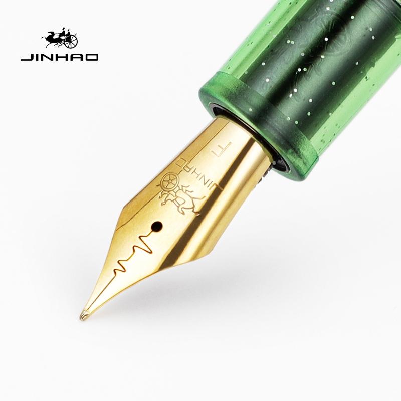 Jinhao 9013 Fountain Pen Four Seasons Color Transparent Barrel Portable Clip Heartbeat F Nib for Office Signature School