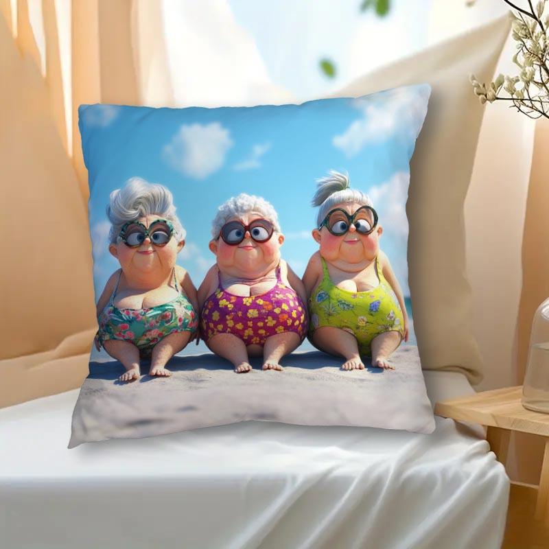 Short plush material pillowcaseWhimsical CharacterPrinted Pillowcases for Cozy Decor Sofa seat mattress coverhome decoration