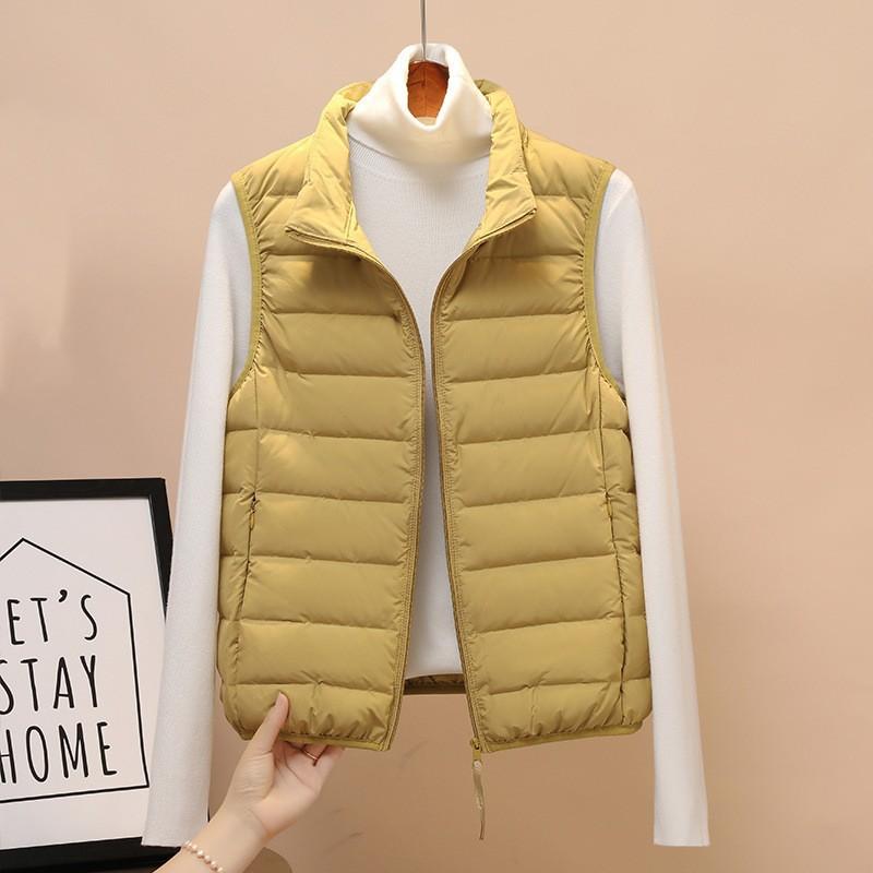 Новый жилет легкий пуховый жилет женский большого размера воротник-стойка тонкая бесшовная интегрированная легкая куртка пуховик подкладка