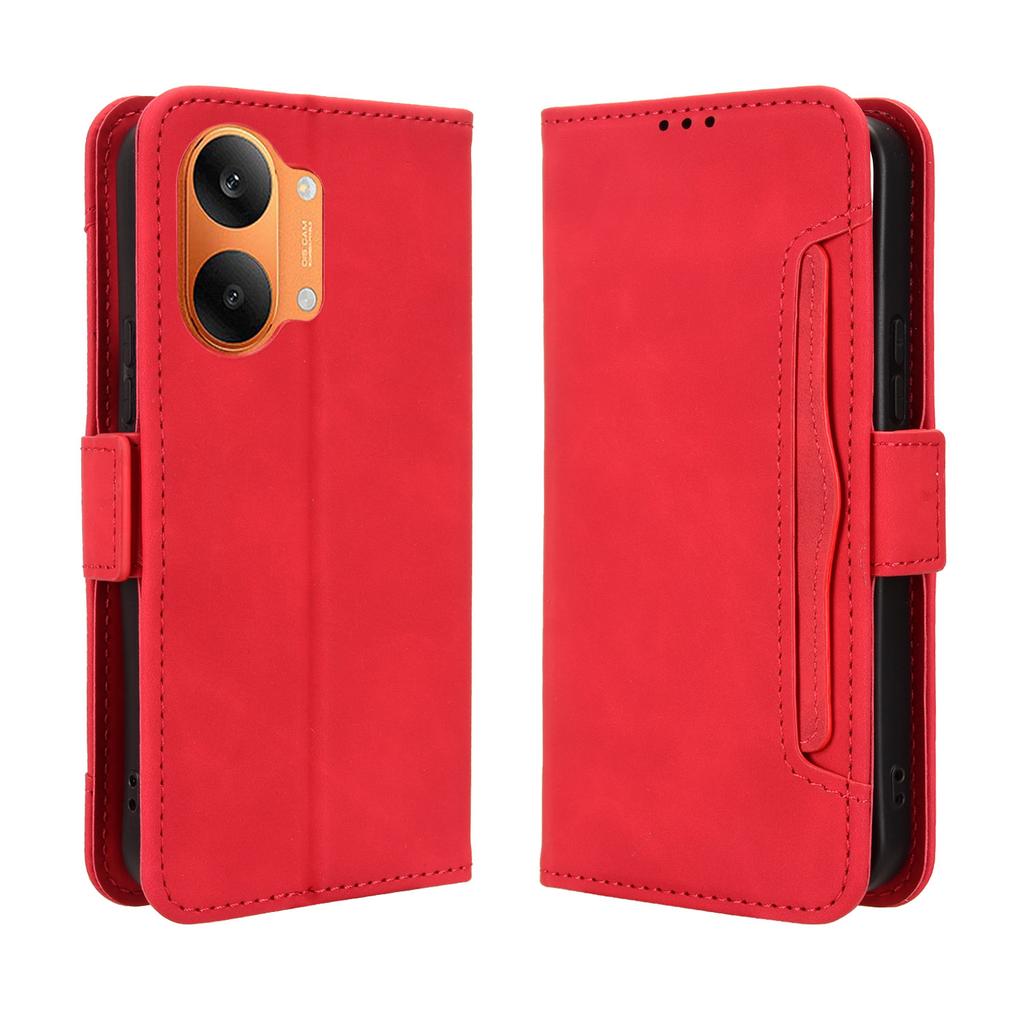Wallet Case for Poco X8 Pro Max 5G - Leather/PU, Red, With Card Holder
