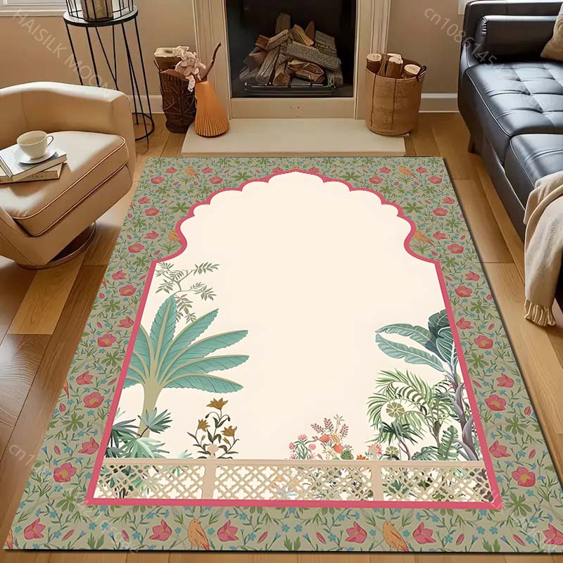 Красочный ковер с узором в исламском стиле для гостиной, спальни, дивана, придверный коврик для декора, коврик для зоны диванного столика, нескользящий коврик для пола в подарок