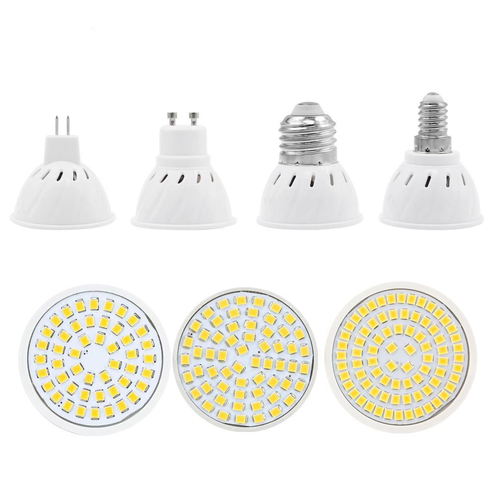 10 шт./лот Светодиодная лампа GU10 MR16 E27 E14 Светодиодная лампа AC 220В 240В 80 светодиодов Лампа-прожектор Внутренняя лампа Bombillas Lampada Светодиодный точечный свет