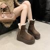 Утолщенные плюшевые теплые зимние сапоги AJGS 2024 г. Новые модные зимние женские сапоги на толстой подошве, женские меховые сапоги на молнии