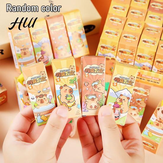 Miniature Desk Decoration 12Pcs Cute Capybara Eraser Set Kawaii 3D Animal Shaped Pencil Erasers for Surprise Toy Kids Clean Erasing Low Dust