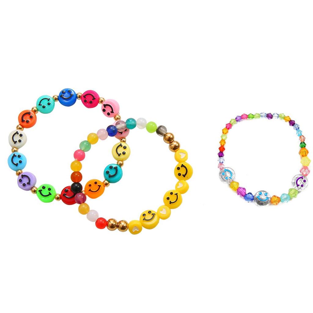 500Pcs Round Shape Acrylic Beads Spaced Smile Beads For Jewelry Making Craft Accessories