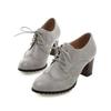 2024 Autumn Women Oxford Lace Up Shoes Vintage Round Toe Women Ankle Boots England Style High Heels Ladies