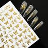Bronzing Solid Color Butterfly Flame Nail Art Sticker 3D Adhesive Self-Adhesive Sweet Wind Nail Decorative Patch