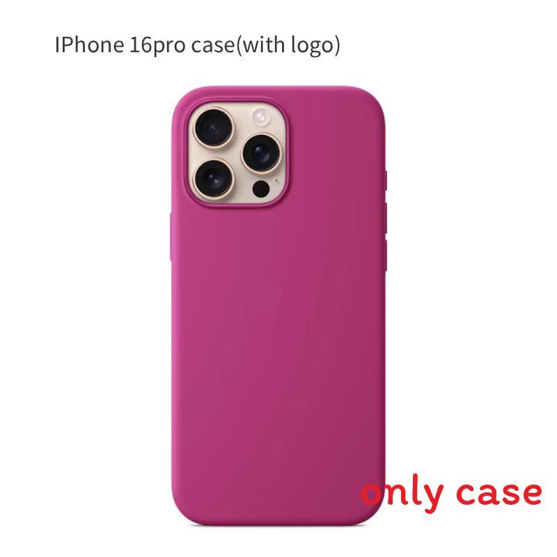 For Iphone16 Pro Solid Color Magnetic Silicone Phone Protective Case With Logo For Enhanced Protection