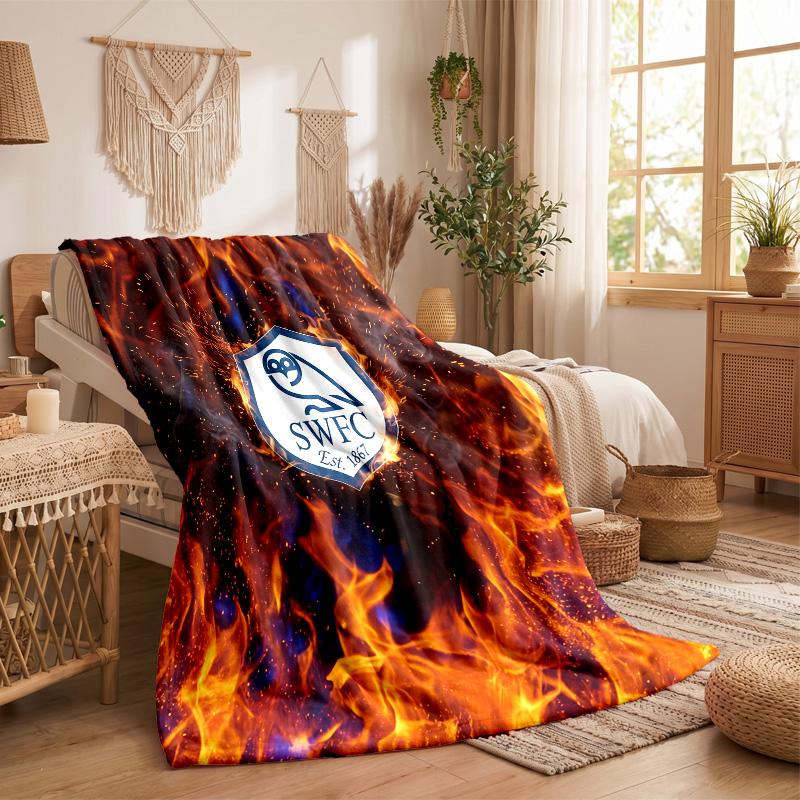 Sheffield Wednesday Football Print Flannel Blanket Soft Warm Sofa Bed Throw Blanket For Home Office Bedroom