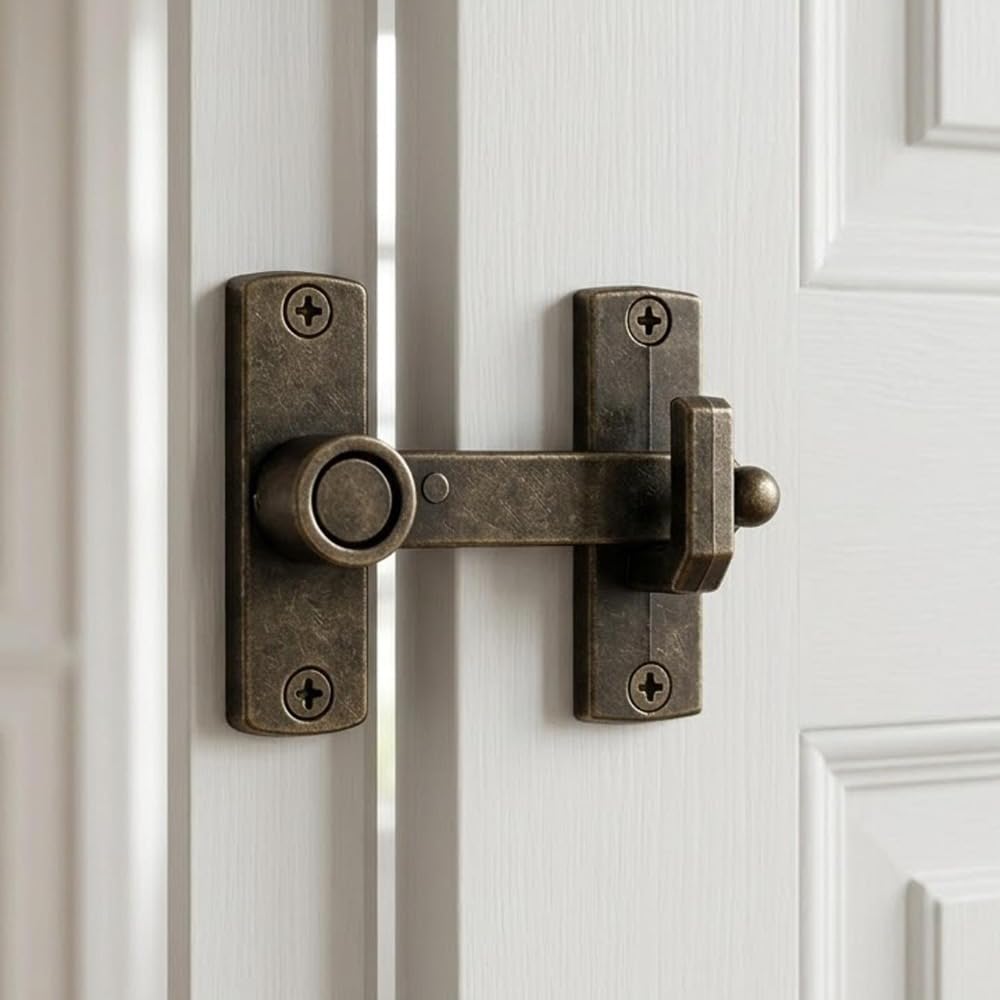 Antique Bronze Door Latch, Retro Sliding Bolt Lock, Door Latch Guard Latch Bolt for Cabinets, Windows & Furniture Home Hardware