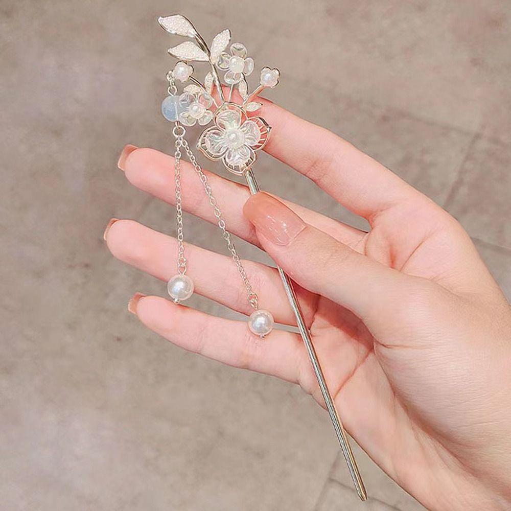 Tassel Fashion Headdress Pearl Women Hairpins Hanfu Hair Sticks Korean Hair Clip Chinese Hair Fork