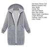 Women Sweatshirt Coat Hooded Adjustable Drawstring Long Sleeve Coat with Pockets Solid Color Mid-length Outerwear