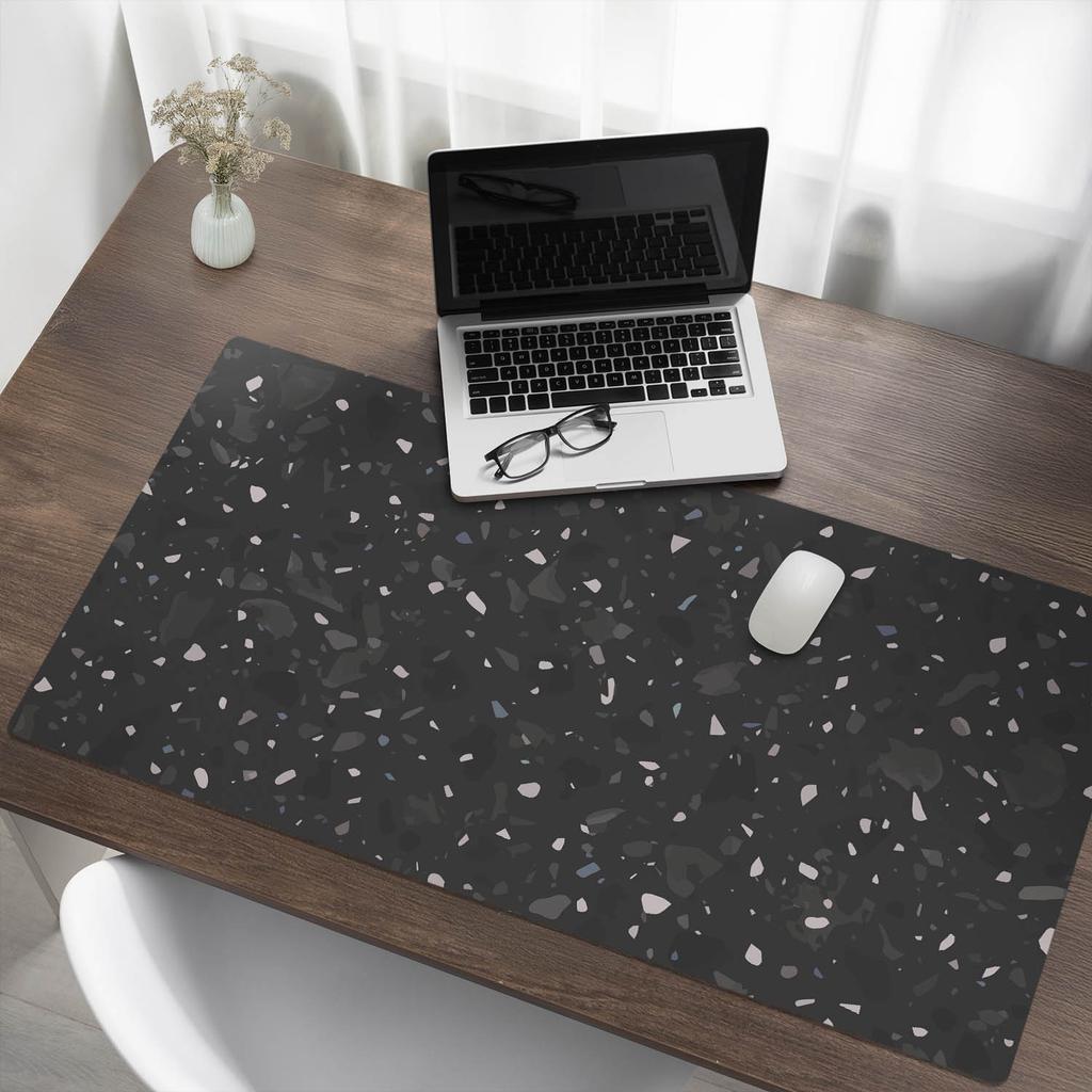 Elegancka Podkładka Dekoracyjna Na Biurko Terrazzo Ciemny Wzór 120X60 Cm