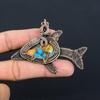 Уникальный колючий устричный бирюзовый драгоценный камень ручной работы из чистой медной проволоки, обернутый рыбой, кулон, ювелирные изделия