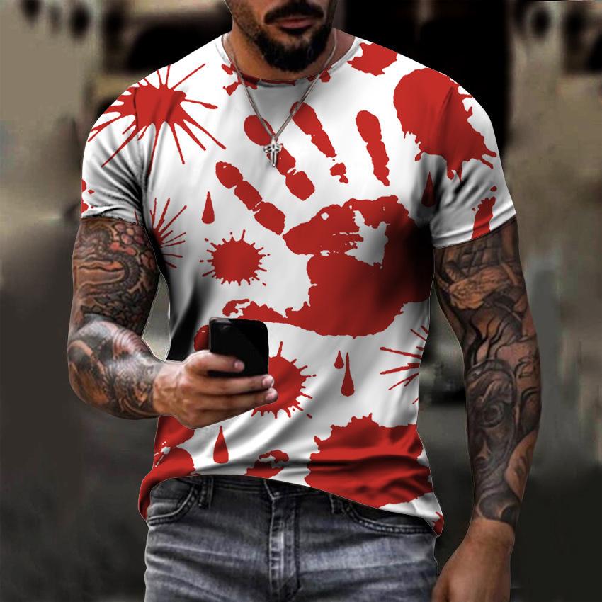 Футболки ужасов на Хэллоуин с кровавым 3D-принтом для мужчин и женщин, новые футболки с коротким рукавом, большие размеры Harajuku Y2k, топы, футболки, детская одежда