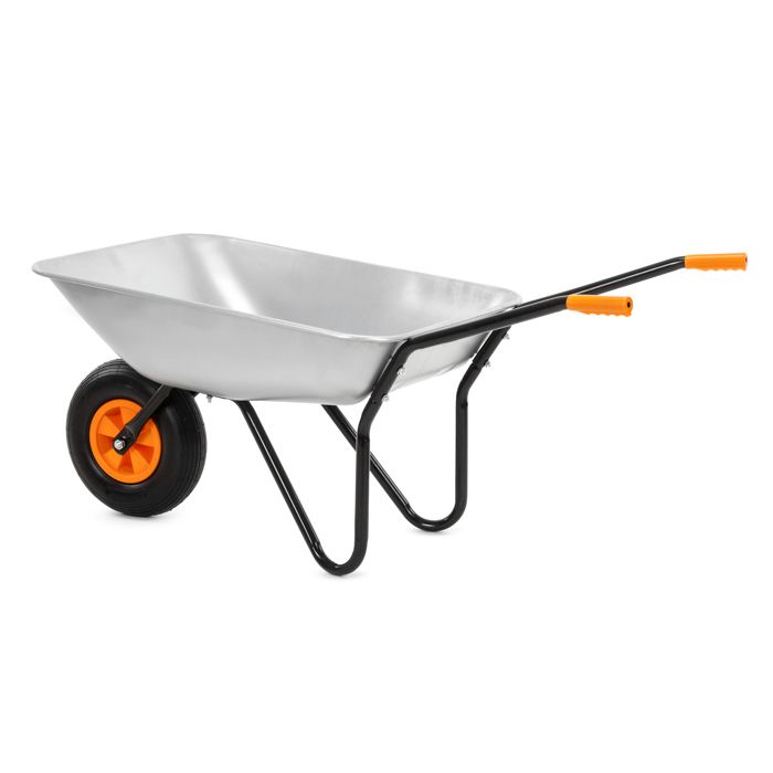 Brouette de jardin - SPRINGOS - GA0256 - 120 L - Acier galvanisé - Roue pneumatique - 100 kg