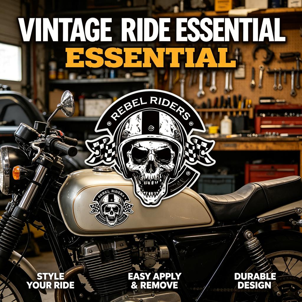 Pegatina decorativa de calavera para coche y moto estilo vintage y personalizado