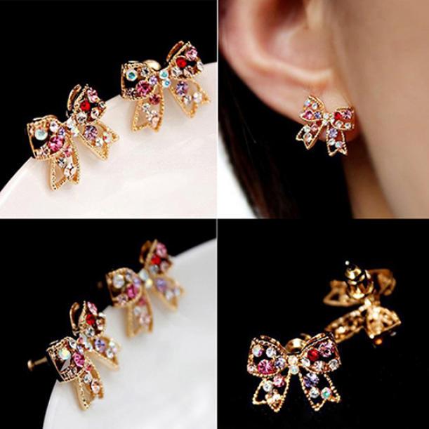 1 Pair Women's Colorful Bowknot Bow Ear Studs Earrings Jewelry Charm AVE