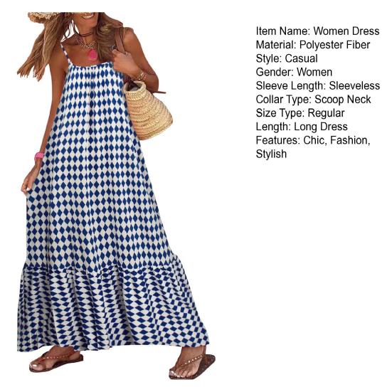 Богемное платье макси без рукавов для женщин, летнее летящее платье без спинки, длинное повседневное пляжное платье с оборками, платье-сарафан