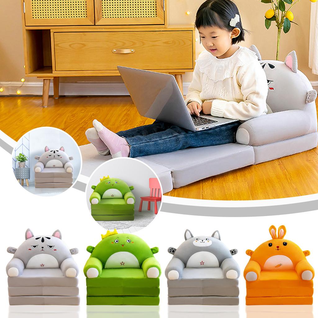Cushion Plush Sofa Backrest Armchair 2 In 1 Foldable Sofa Cute Cartoon Lazy Sofa Flip Open Sofa Without Inner PP Cotton