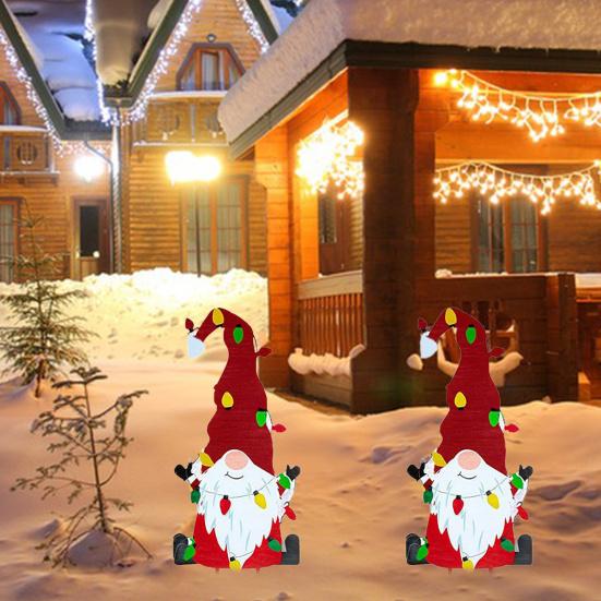 Рождественские декоративные гномы Колья Симпатичные садовые металлические гномы во дворе Художественная вывеска Вставка на лужайке Праздник Новый год Домашние уличные колья Рождественские украшения