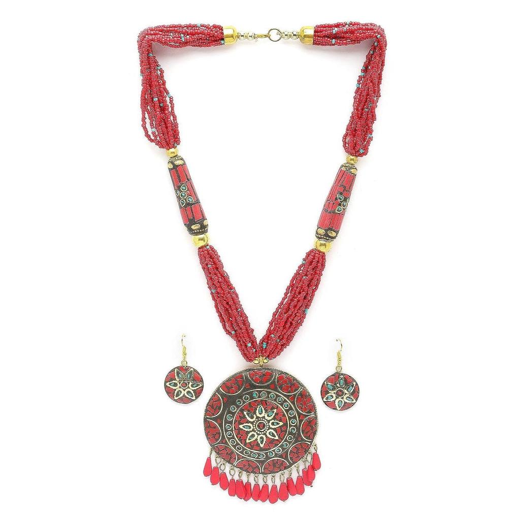 Shining Diva Fashion Последний стильный традиционный тибетский кулон Ожерелье Ювелирный набор для женщин