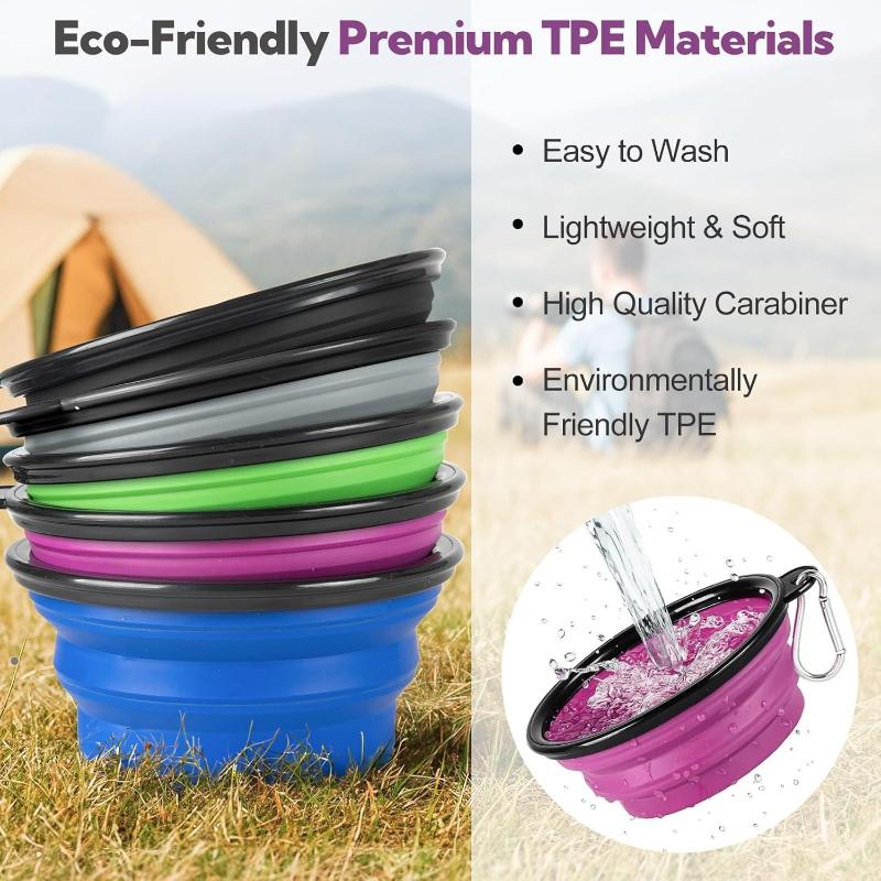 2 Pack Collapsible Dog Bowl Foldable Portable Pet Water Feeding Bowls for Travel Walking Camping Parking Outdoor Dogs