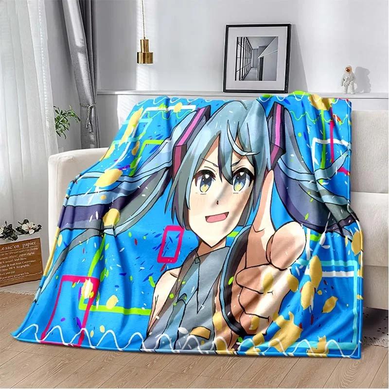 Плед с изображением девушки Vocaloid из аниме Каваи Мику, легкий, мягкий, плед-покрывало, покрывало на кровать, чехол для дивана, подарок для детей