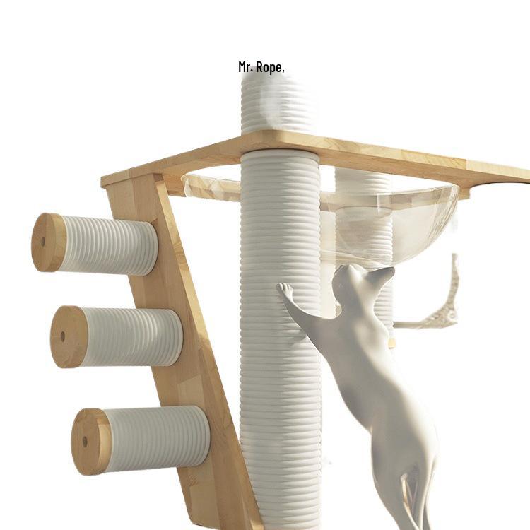 Дерево для кошек из массива дуба с настенной кроватью-капсулой